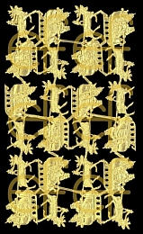 Dresdner Ornamente Weihnachtsmann mit Schlitten, 2-seitig gold (1105)