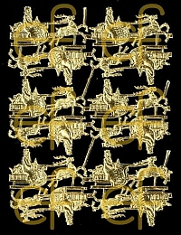 Dresdner Ornamente Weihnachtsmann mit Schlitten, 2-seitig gold (1435)