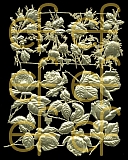 Dresdner Ornamente 4 kleine Rosen and 6 große Rosen, 1-seitig gold (1165)