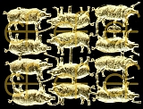 Dresdner Ornamente Schweine, 2-seitig gold (1444)
