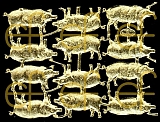 Dresdner Ornamente Schweine, 2-seitig gold (1444)