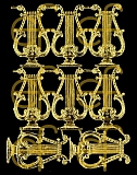 Dresdner Ornamente Lyra, 1-seitig gold (1455)