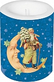 Lampionkerze groß - Weihnachtsmann im Mond